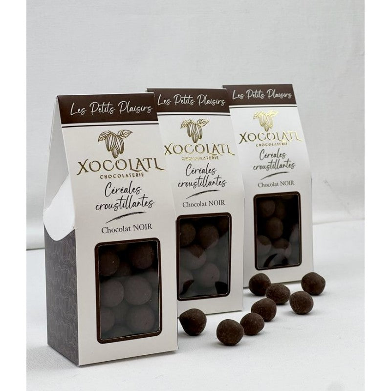 Céréales croustillantes enrobées de chocolat noir