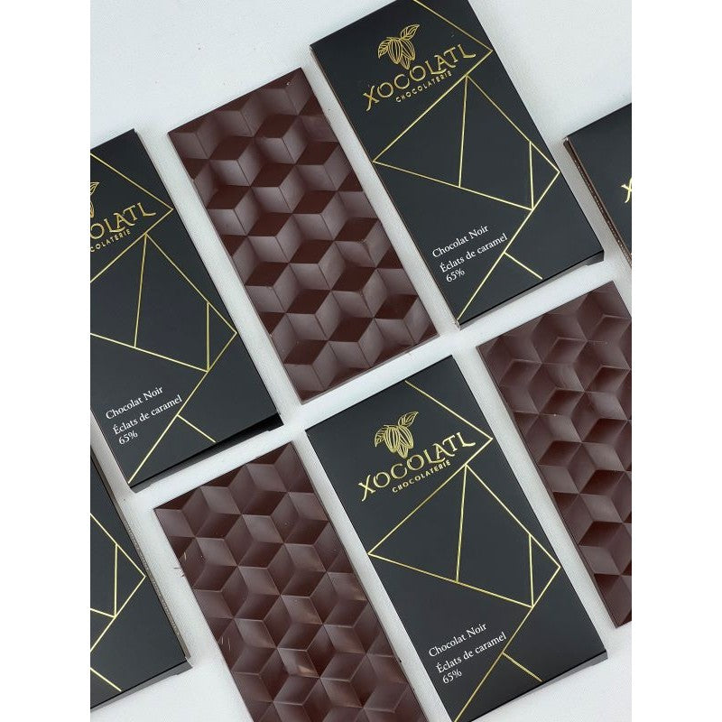 Tablette éclats de caramel chocolat noir